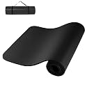 10mm Extra Thick Exercise and Yoga Mat Anti Skid with Carrying Strap for Gym Workout and Flooring Exercise (Black, 10mm)
