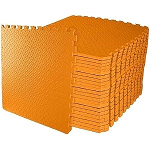 signatron fitness puzzle mat gym floor mat exercise mat eva foam interlocking tiles protective flooring for home gym equipment and workouts 12mm orange 6 tiles - 24 square feet