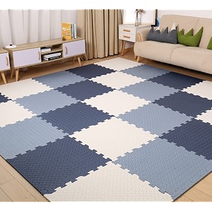 20mm thick exercise mat tiles gym floor mat rubber interlocking foam for gymnastics exercise play areas home gyms dance studios yoga navy blue - grey - white 4pcs