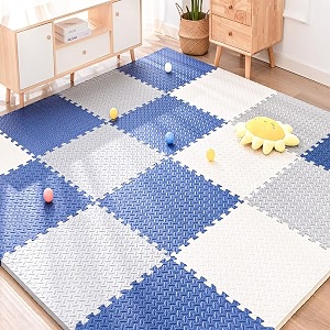 20mm thick exercise mat tiles gym floor mat rubber interlocking foam for gymnastics exercise play areas home gyms dance studios yoga blue - grey - white 4pcs