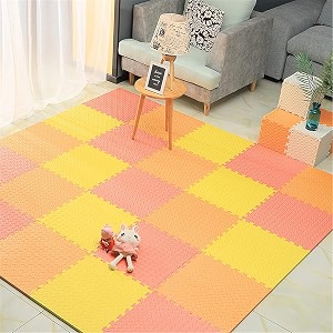 interlocking signatron eva play mat -20mm thick  kids mats for floor  baby crawling and play mat- set of 6 tiles red - orange - yellow