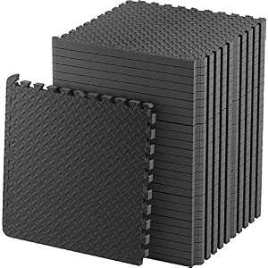 signatron 24mm thick exercise mat tiles gym floor mat rubber interlocking foam micro-grid design for gymnastics exercise play areas home gyms dance studios yoga rooms 6pcs black