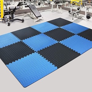 interlocking signatron kids play mat  kids mats for floor  baby crawling and play mat- set of 6 tiles - 24 sqft  20mm thick blue - black