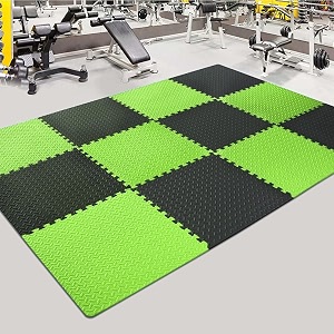 20mm thick exercise mat tiles gym floor mat rubber interlocking foam for gymnastics exercise play areas home gyms dance studios yoga green - black 6pcs