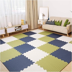 20mm thick exercise mat tiles gym floor mat rubber interlocking foam for gymnastics exercise play areas home gyms dance studios yoga navy blue - green - white 4pcs