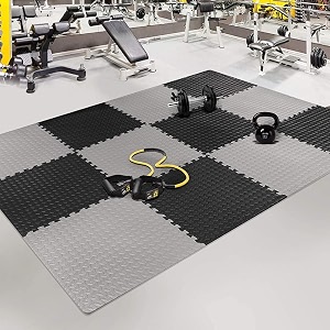 20mm thick exercise mat tiles gym floor mat rubber interlocking foam for gymnastics exercise play areas home gyms dance studios yoga grey - black 6pcs