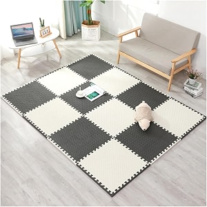 20mm thick exercise mat tiles gym floor mat rubber interlocking foam for gymnastics exercise play areas home gyms dance studios yoga black - white 6pcs