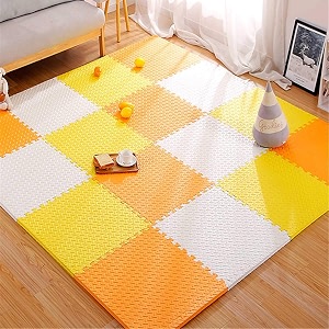 20mm thick exercise mat tiles gym floor mat rubber interlocking foam for gymnastics exercise play areas home gyms dance studios yoga orange - yellow - white 4pcs