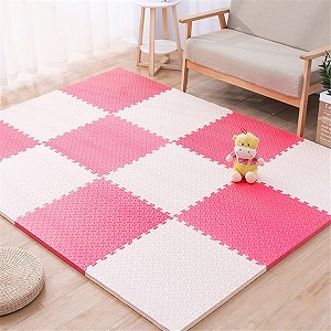 20mm thick exercise mat tiles gym floor mat rubber interlocking foam for gymnastics exercise play areas home gyms dance studios yoga white - red 4pcs