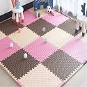 20mm Thick Exercise Mat Tiles, Gym Floor Mat Rubber, Interlocking Foam for Gymnastics, Exercise, Play Areas, Home Gyms, Dance Studios, Yoga (Brown - Pink - White, 6Pcs)