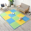 20mm Thick Exercise Mat Tiles, Gym Floor Mat Rubber, Interlocking Foam for Gymnastics, Exercise, Play Areas, Home Gyms, Dance Studios, Yoga (Green - Yellow - Blue, 6Pcs)