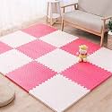 20mm Thick Exercise Mat Tiles, Gym Floor Mat Rubber, Interlocking Foam for Gymnastics, Exercise, Play Areas, Home Gyms, Dance Studios, Yoga (White - Red, 6Pcs)