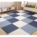 20mm Thick Exercise Mat Tiles, Gym Floor Mat Rubber, Interlocking Foam for Gymnastics, Exercise, Play Areas, Home Gyms, Dance Studios, Yoga (Navy Blue - Grey - White, 4Pcs)