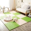 20mm Thick Exercise Mat Tiles, Gym Floor Mat Rubber, Interlocking Foam for Gymnastics, Exercise, Play Areas, Home Gyms, Dance Studios, Yoga (Green - White, 6Pcs)