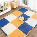 20mm Thick Exercise Mat Tiles, Gym Floor Mat Rubber, Interlocking Foam for Gymnastics, Exercise, Play Areas, Home Gyms, Dance Studios, Yoga (Blue - Orange - White, 4Pcs)