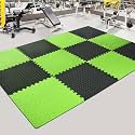 20mm Thick Exercise Mat Tiles, Gym Floor Mat Rubber, Interlocking Foam for Gymnastics, Exercise, Play Areas, Home Gyms, Dance Studios, Yoga (Green - Black, 6Pcs)