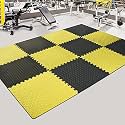 20mm Thick Exercise Mat Tiles, Gym Floor Mat Rubber, Interlocking Foam for Gymnastics, Exercise, Play Areas, Home Gyms, Dance Studios, Yoga (Yellow - Black, 6Pcs)