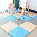 20mm Thick Exercise Mat Tiles, Gym Floor Mat Rubber, Interlocking Foam for Gymnastics, Exercise, Play Areas, Home Gyms, Dance Studios, Yoga (Blue - Grey - White, 6Pcs)