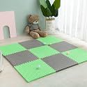 20mm Thick Exercise Mat Tiles, Gym Floor Mat Rubber, Interlocking Foam for Gymnastics, Exercise, Play Areas, Home Gyms, Dance Studios, Yoga (Grey - Green, 4Pcs)