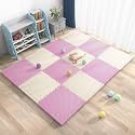 20mm Thick Exercise Mat Tiles, Gym Floor Mat Rubber, Interlocking Foam for Gymnastics, Exercise, Play Areas, Home Gyms, Dance Studios, Yoga (Pink - White, 4Pcs)