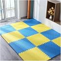 20mm Thick Exercise Mat Tiles, Gym Floor Mat Rubber, Interlocking Foam for Gymnastics, Exercise, Play Areas, Home Gyms, Dance Studios, Yoga (Blue - Yellow, 6Pcs)