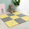20mm Thick Exercise Mat Tiles, Gym Floor Mat Rubber, Interlocking Foam for Gymnastics, Exercise, Play Areas, Home Gyms, Dance Studios, Yoga (Grey - Yellow, 6Pcs)
