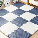 20mm Thick Exercise Mat Tiles, Gym Floor Mat Rubber, Interlocking Foam for Gymnastics, Exercise, Play Areas, Home Gyms, Dance Studios, Yoga (Navy Blue - White, 4Pcs)