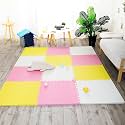 20mm Thick Exercise Mat Tiles, Gym Floor Mat Rubber, Interlocking Foam for Gymnastics, Exercise, Play Areas, Home Gyms, Dance Studios, Yoga (Pink - Yellow - White, 4Pcs)