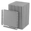 20mm Thick Exercise Mat Tiles, Gym Floor Mat Rubber, Interlocking Foam for Gymnastics, Exercise, Play Areas, Home Gyms, Dance Studios, Yoga (Grey, 4Pcs)