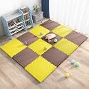 SIGNATRON Puzzle Flooring || Kids Interlocking Play mat || Baby Play Mat || Play mats for Kids || 12 MM Thick (9 Tiles - 36 Square Feet, Brown - Yellow)