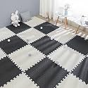 SIGNATRON Puzzle Flooring || Kids Interlocking Play mat || Baby Play Mat || Play mats for Kids || 12 MM Thick (9 Tiles - 36 Square Feet, Pink - Black)