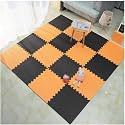 SIGNATRON Puzzle Flooring || Kids Interlocking Play mat || Baby Play Mat || Play mats for Kids || 12 MM Thick (9 Tiles - 36 Square Feet, Orange - Black)