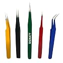 Multi Colour Tweezer Series 5pc Combo Tweezers Set for Multipurpose
