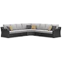 Signature Design by Ashley Beachcroft Casual UV Resistant 5-Piece Outdoor Sectional, Black &amp; Light Gray