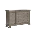 Signature Design by Ashley Lexorne Dresser, 9 Drawer Wood Bedroom Storage with Jewelry Drawer, Traditional Louis Philippe Style, 266 lb Frame for Master Suites, Light Gray, 69" W