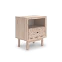 Signature Design by Ashley Birkmore Nightstand Bedside Charging Station with USB Port, Engineered Wood and Decorative Laminate, Youth Bedroom Bedside Table, Tan