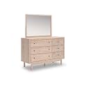 Signature Design by Ashley 6-Drawer Bedroom Dresser with Mirror, Tan