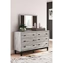 Signature Design by Ashley Vessalli Modern 6-Drawer Dresser and Mirror with Anti-Tipping Restraint, Gray & Black