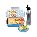 Signoraware Delight C Nugget Stainless Steel Printed Lunch Box Set for Kids | Airtight Lid With Clip Lock | Compact &amp; Sleek Size | Great for Picnic &amp; Outdoors (700ml + 130ml + 750ml Bottle | SkyBlue)
