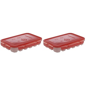 signoraware icy trey plastic lock n lock 18 cubes set of 2 red