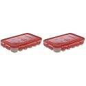 Signoraware Icy trey Plastic Lock N Lock 18 cubes, Set of 2, Red