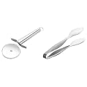 SignoraWare Kitchen Tools (Food Grade) (1 MM) High Gloss Kitchen Bread Tong (Size 15.5 cm) &amp; Signoraware 100% Pizza Cutter, Sandwich &amp; Pastry Cake Cycle Cutter, Sharp, Wheel Type Cutter, Pack of 1