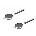 SignoraWare Kitchen Tools Food Grade Conical Tea Strainer/Chai Chhalni/Coffee Strainer/Tea Filter/Juice and Oil Filter with Pipe Handle and Stainless Steel Single Twill MESH No.2 (Dia 8 cm) Set/2