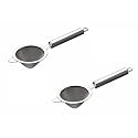 Signora Ware Kitchen Tools Food Grade Conical Tea Strainer/Chai Chhalni/Coffee Strainer/Tea Filter/Juice and Oil Filter with Pipe Handle and Stainless Steel Single Twill Mesh No.3 (Dia 9 Cm) Set/2