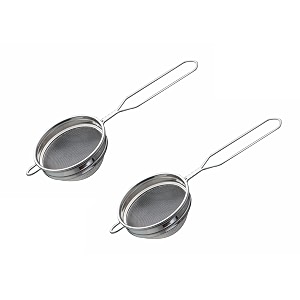 signoraware kitchen tools food grade delite tea strainerchai chhalnicoffee strainertea filterjuice and oil filter with wire handle and stainless steel single mesh no1 dia 7 cm set2