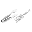 SignoraWare Kitchen Tools (Food Grade) Heavy Gauge(1 MM) High Gloss Kitchen Bread Tong (Size 15.5 cm) &amp; Signoraware Cheese Grater, Set of 1