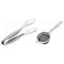 SignoraWare Kitchen Tools (Food Grade) Heavy Gauge(1 MM) High Gloss Kitchen Bread Tong (Size 15.5 cm) &amp; SignoraWare Kitchen Tools (Food Grade) Steelo Tea Strainer