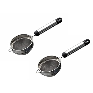 signoraware kitchen tools food grade pearl tea strainerchai chhalnicoffee strainertea filterjuice and oil filter with pipe handle and stainless steel double mesh no1 dia 7 cm set2