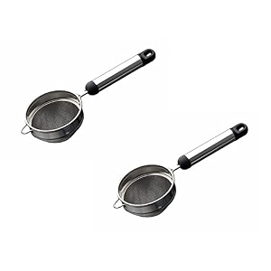 signoraware kitchen tools food grade pearl tea strainerchai chhalnicoffee strainertea filterjuice and oil filter with pipe handle and stainless steel double mesh no3 dia 9 cm set2