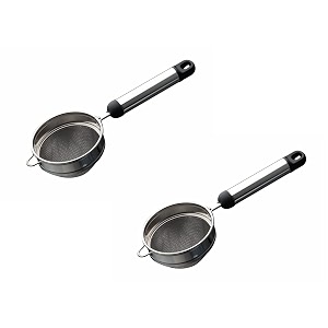 signoraware kitchen tools food grade pearl tea strainerchai chhalnicoffee strainertea filterjuice and oil filter with pipe handle and stainless steel double mesh no2 dia 8 cm set2